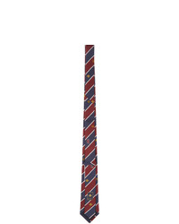 Gucci Red And Navy Silk Symbols Tie