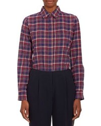 Navy and Red Plaid Dress Shirt