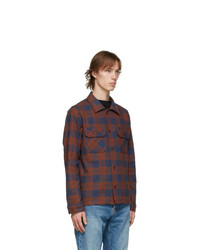 Naked and Famous Denim Orange And Blue Work Shirt
