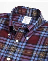 Brooks Brothers Regent Fit Burgundy Plaid Flannel Sport Shirt