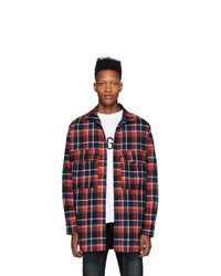 Fear Of God Navy And Red Plaid Shirt