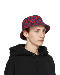 Palm Angels Navy And Red Monogram Bucket Hat