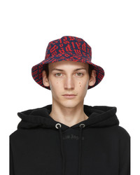 Palm Angels Navy And Red Monogram Bucket Hat