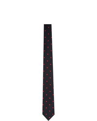 Navy and Red Print Silk Tie