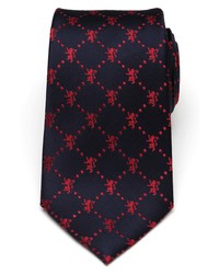 Navy and Red Print Tie