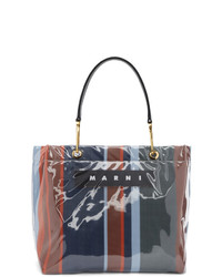 Marni Navy And Red Glossy Grip Shopper Tote