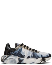 Moschino Blue White Graphic Print Teddy Sneakers