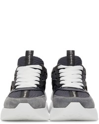 Alexander McQueen Grey Navy Rib Suede Sneakers