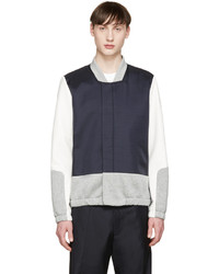 Tim Coppens Navy Grey Tailored Bomber Jacket