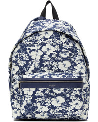Navy and White Canvas Backpack