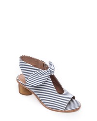 Navy and White Canvas Heeled Sandals