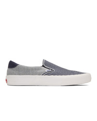 Navy and White Canvas Slip-on Sneakers