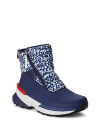 Navy and White Canvas Snow Boots