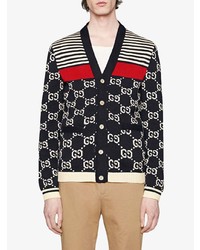 Gucci Gg And Stripes Knit Cardigan