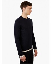 Comme Des Garcons SHIRT Navy Contrast Trim Knitted Sweater