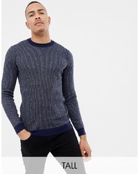 Ted Baker Tall Crew Neck Jumper In Texture Stripe