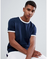 ASOS DESIGN T Shirt With Contrast Ringer In Navy