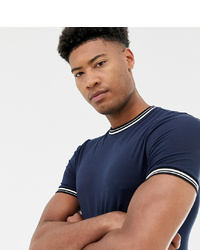 ASOS DESIGN Tall Muscle Fit T Shirt With Tipping In Navy