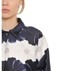 Mother of Pearl Printed Cotton Silk Bomber Jacket