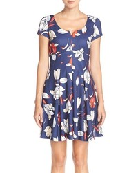 Navy and White Floral Casual Dress