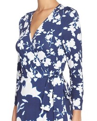 Charles Henry Floral Jersey Wrap Dress