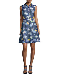 Creatures of the Wind Floral Sweet Sleeveless Shirtdress Navy Multi