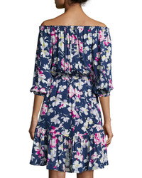 Joie Marx Floral Print Off Shoulder Dress