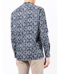 Kiton Floral Print Band Collar Shirt