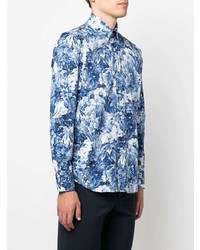 Canali Floral Print Long Sleeve Shirt