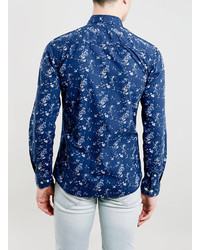 Topman Selected Homme Navy Floral Print Shirt