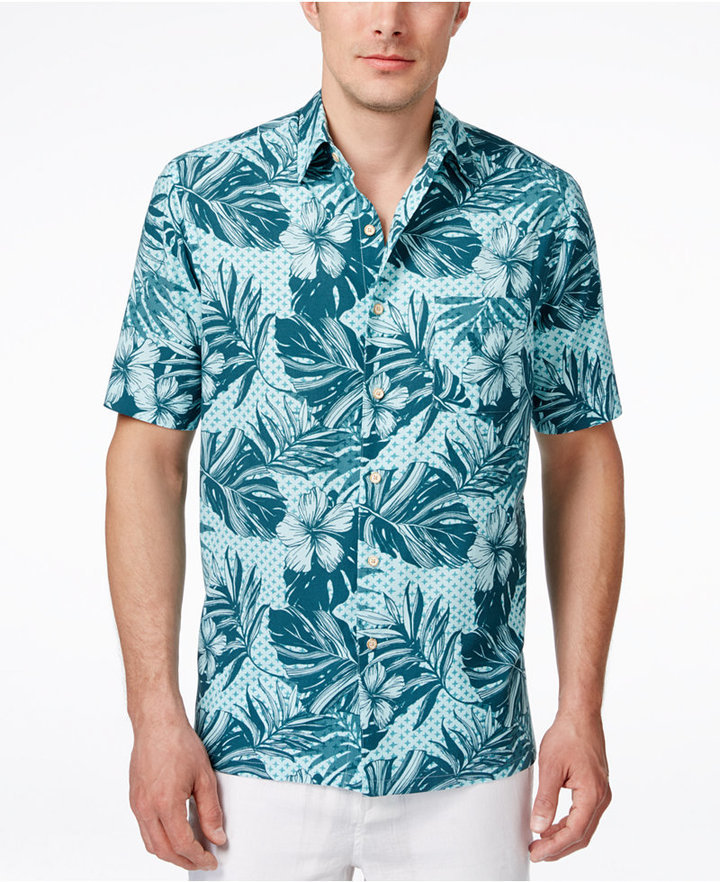 Tasso Elba Floral Print Short Sleeve Shirt Only At Macys, $55