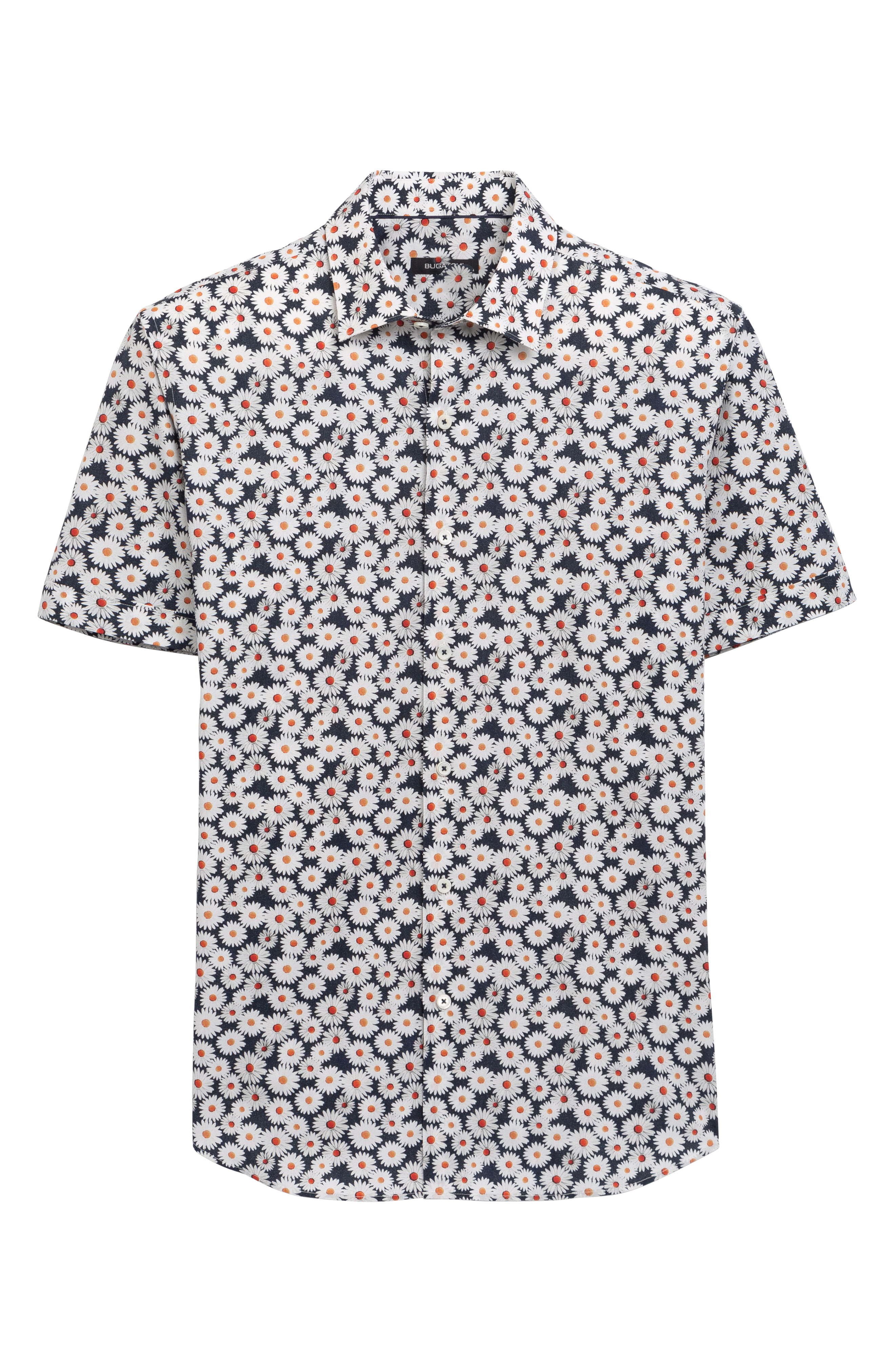 Bugatchi Shaped Fit Stretch Floral Short Sleeve Button Up Shirt, $89 ...