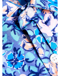 Topman Blue Floral Short Sleeve Shirt