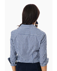 The Shirt By Rochelle Behrens The Navy Check Essential Icon Shirt