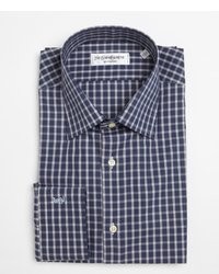 Yves Saint Laurent Navy And White Cotton Gingham Check Button Front Shirt