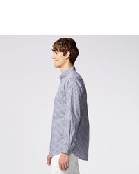 Uniqlo Extra Fine Cotton Broadcloth Checkered Long Sleeve Shirt