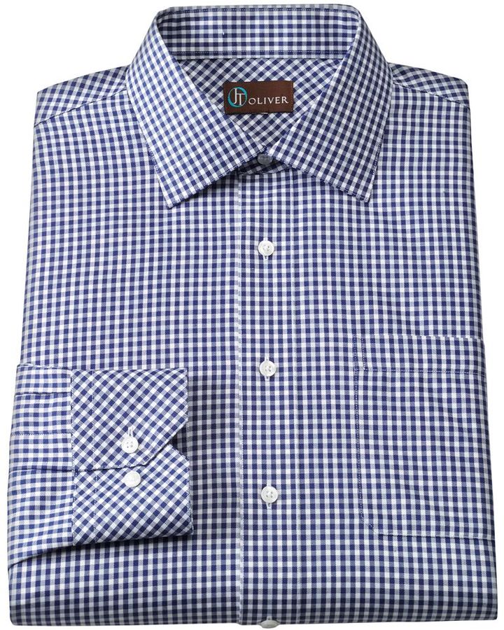 Oliver Jt Slim Fit Gingham Twill Spread Collar Dress Shirt, $55 | Kohl ...