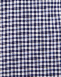 Kiton Wear Unbalanced Gingham Woven Dress Shirt Navy