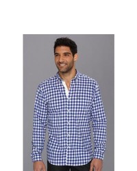 Lacoste Ls Button Down Large Gingham Poplin Shirt Long Sleeve Button Up Luxe Bluecake Flour White
