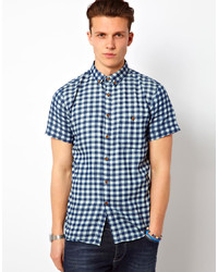 Solid Gingham Shirt With Short Sleeves