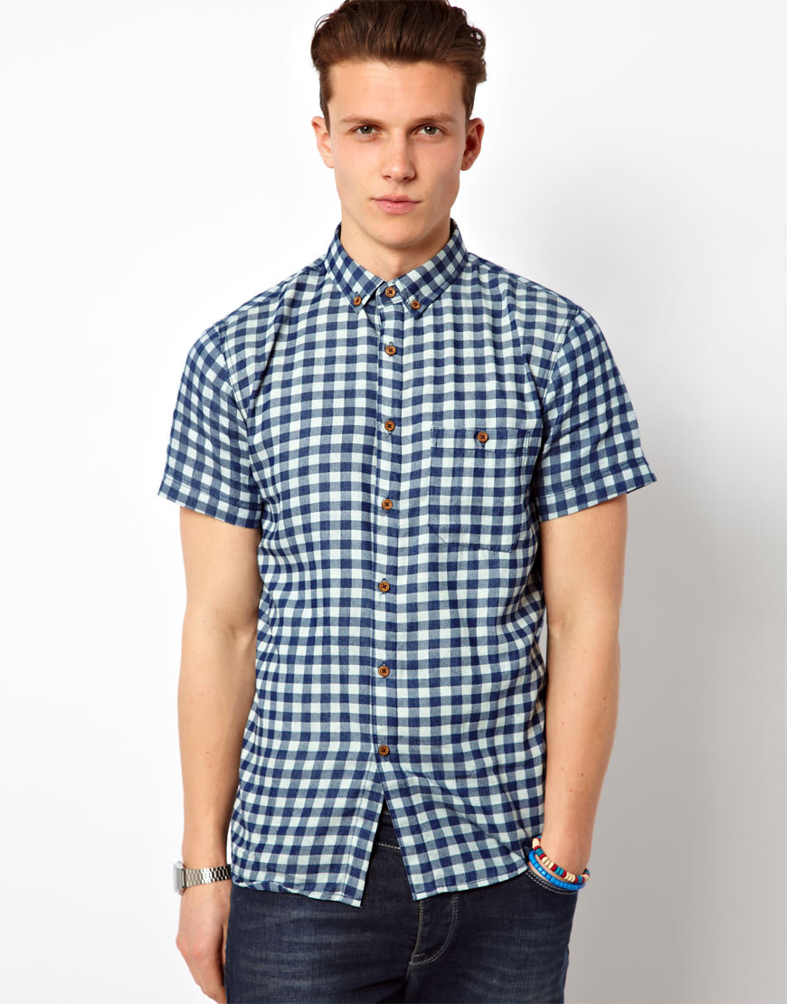 Solid Gingham Shirt With Short Sleeves, $37 | Asos | Lookastic