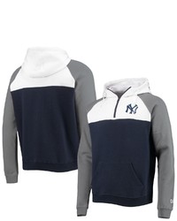 New Era Navywhite New York Yankees Cooperstown Collection Quarter Zip Hoodie Jacket