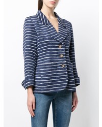 Yves Saint Laurent Vintage Floral Jacquard Striped Blazer