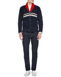 Gant Rugger Striped Wool And Mohair Blend Cardigan