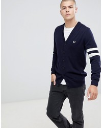 Fred Perry V Neck Cardigan In Navy