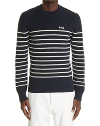 AMI Alexandre Mattiussi Ami Stripe Merino Wool Blend Sweater