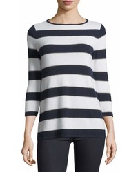 Neiman Marcus Cashmere Collection Cashmere Blend Metallic Striped Sweater