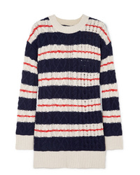 J.Crew Gabby Striped Cable Knit Merino Wool Blend Sweater