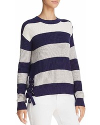 Minnie Rose Lace Up Striped Sweater