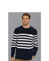 Nautica Pocket Stripe Crew Neck Sweater Sweater Deep Navy Heather